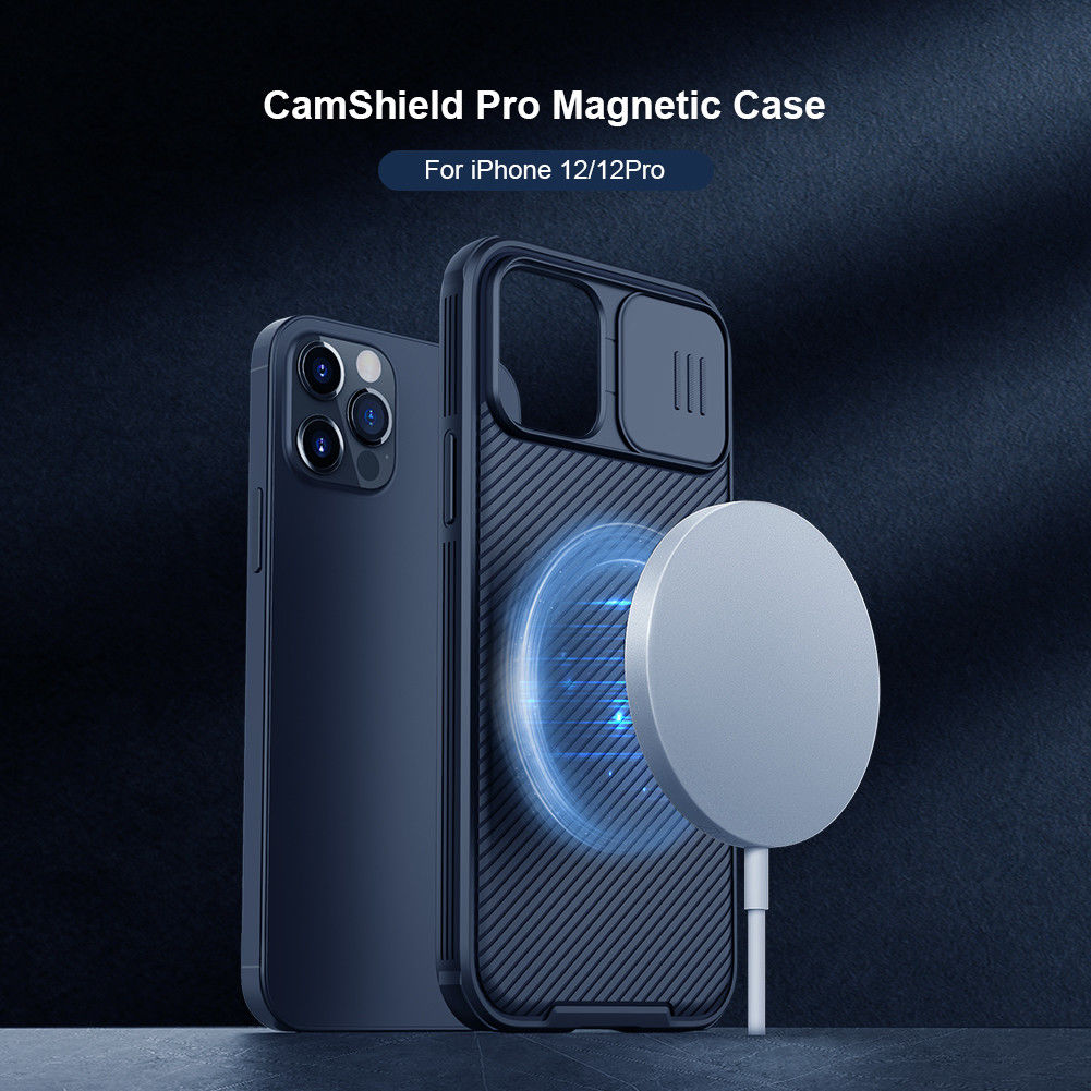 Nillkin CamShield iPhone 12/12 Pro MagSafe Hoesje Camera Slider Blauw afbeelding 6