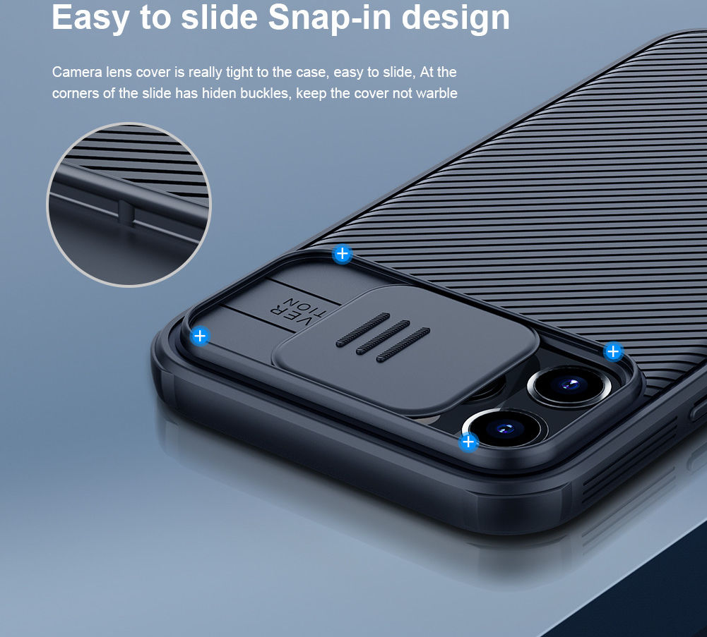 Nillkin CamShield iPhone 12/12 Pro MagSafe Hoesje Camera Slider Blauw afbeelding 8