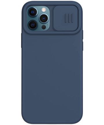 Nillkin iPhone 12/12 Pro Siliconen MagSafe Hoesje Camera Slider Blauw Hoesjes