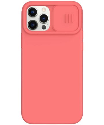 Nillkin iPhone 12/12 Pro Siliconen MagSafe Hoesje Camera Slider Roze Hoesjes