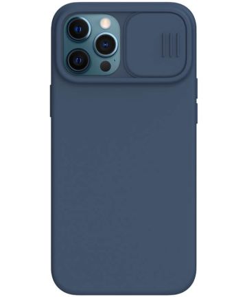 Nillkin iPhone 12 Pro Max Siliconen MagSafe Hoesje Camera Slider Blauw Hoesjes