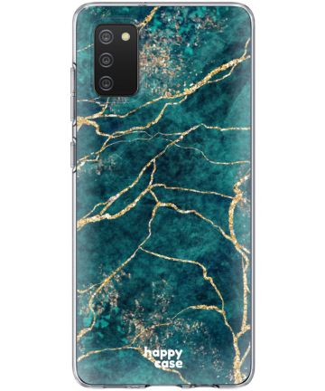 HappyCase Samsung Galaxy A02S Hoesje Flexibel TPU Aqua Marmer Print Hoesjes