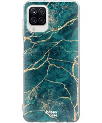 HappyCase Samsung Galaxy A12 Hoesje Flexibel TPU Aqua Marmer Print