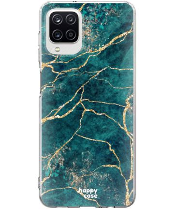 HappyCase Samsung Galaxy A12 Hoesje Flexibel TPU Aqua Marmer Print Hoesjes