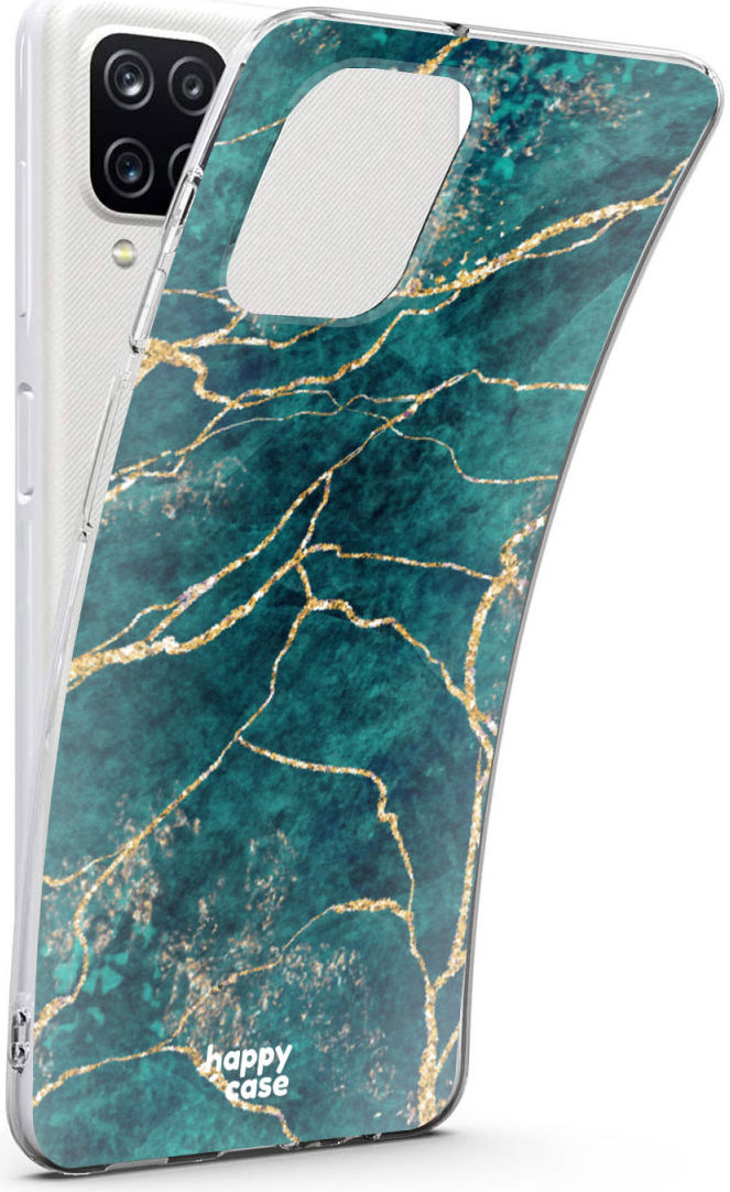 HappyCase Samsung Galaxy A12 Hoesje Flexibel TPU Aqua Marmer Print afbeelding 5