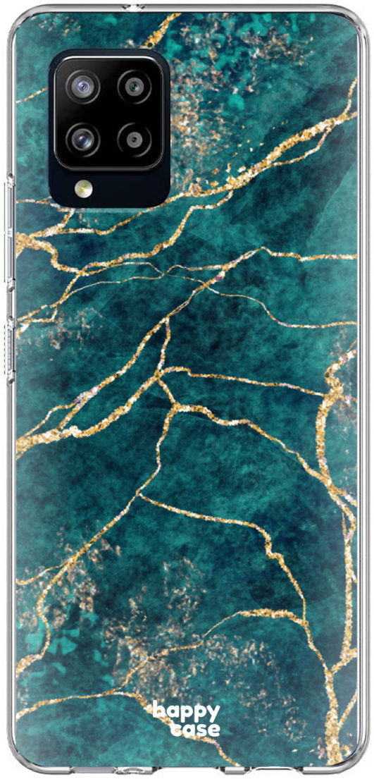 HappyCase Samsung Galaxy A42 Hoesje Flexibel TPU Aqua Marmer Print afbeelding 1