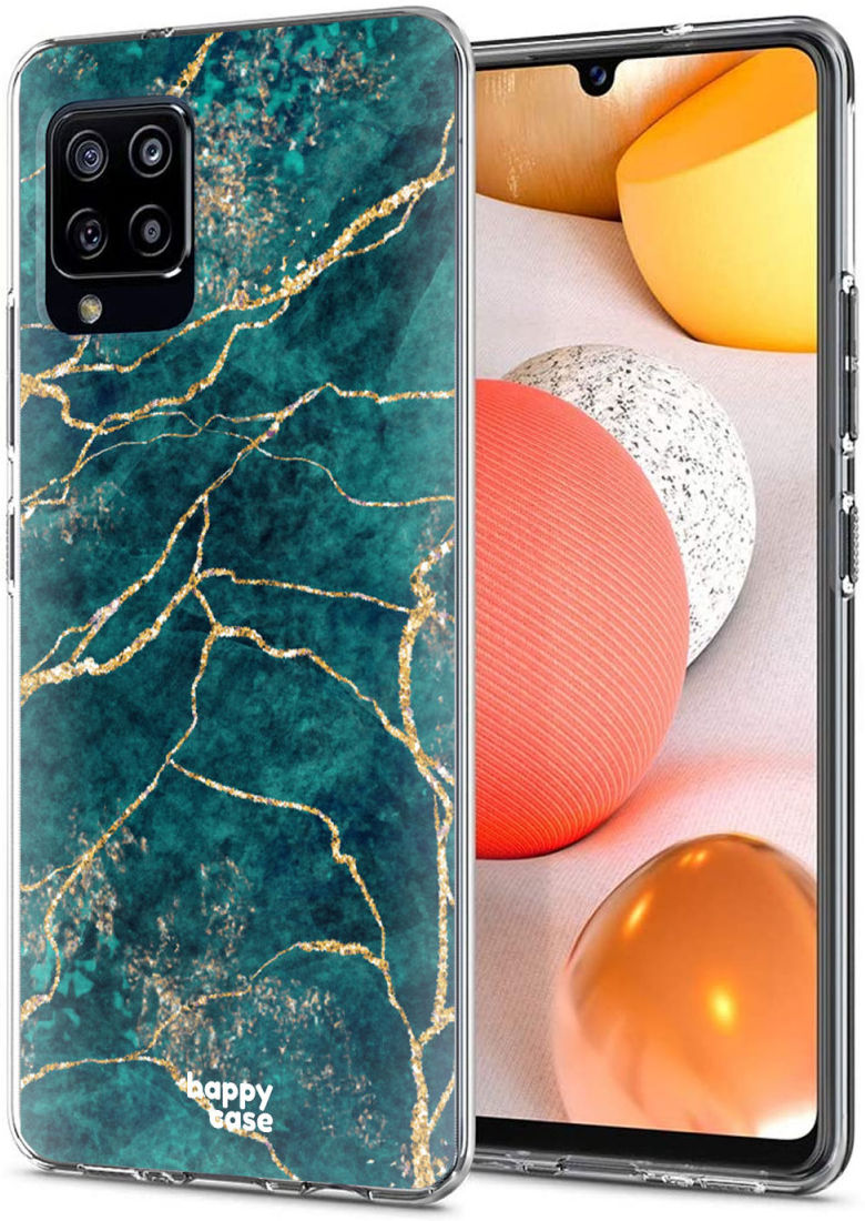 HappyCase Samsung Galaxy A42 Hoesje Flexibel TPU Aqua Marmer Print afbeelding 2