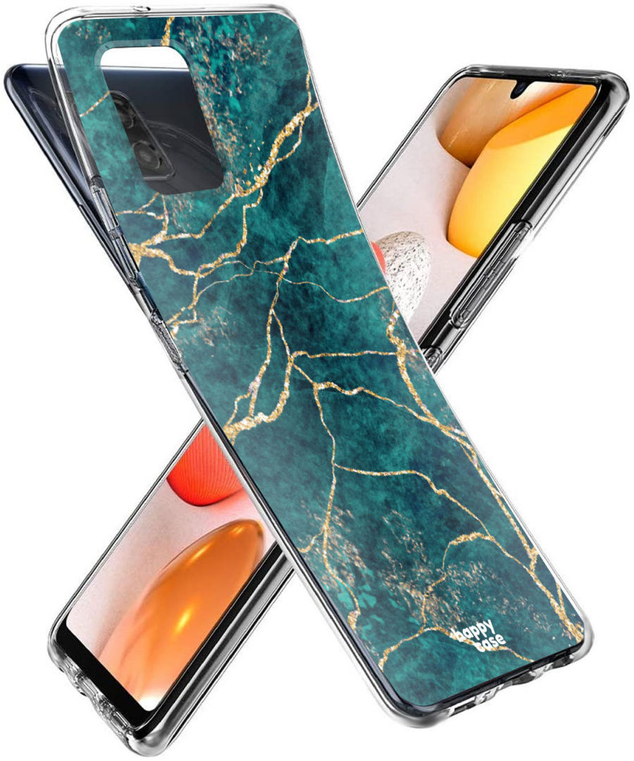 HappyCase Samsung Galaxy A42 Hoesje Flexibel TPU Aqua Marmer Print afbeelding 6