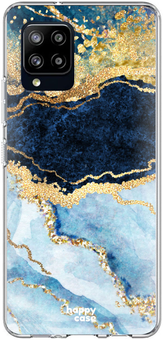 HappyCase Samsung Galaxy A42 Hoesje Flexibel TPU Blauw Marmer Print afbeelding 1