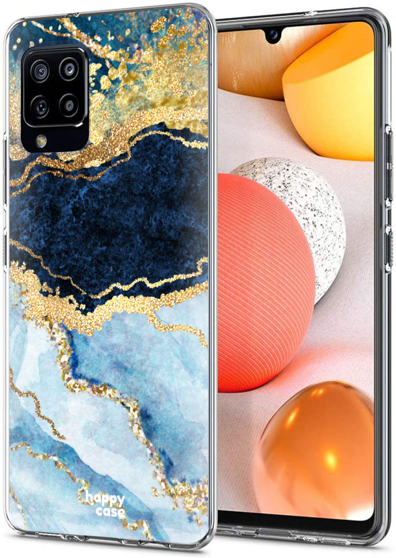 HappyCase Samsung Galaxy A42 Hoesje Flexibel TPU Blauw Marmer Print afbeelding 2