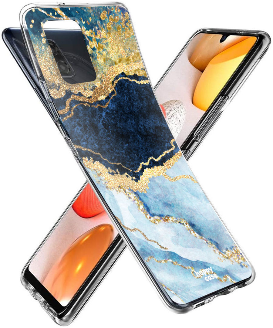 HappyCase Samsung Galaxy A42 Hoesje Flexibel TPU Blauw Marmer Print afbeelding 8