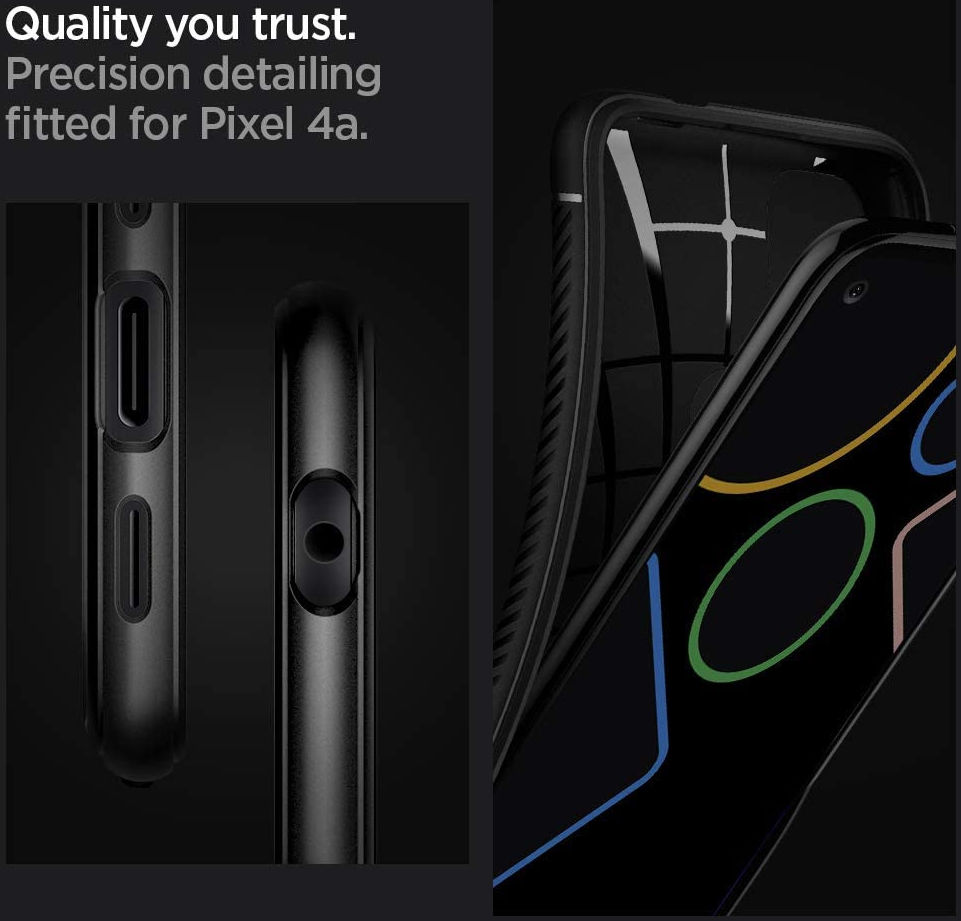 Spigen Rugged Armor Google Pixel 4A Hoesje Back Cover Zwart | GSMpunt.nl