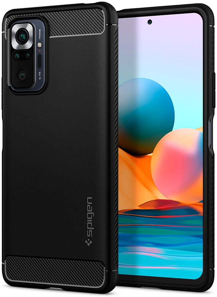 Spigen Rugged Armor Xiaomi Redmi Note 10 Pro Hoesje Back Cover Zwart afbeelding 1