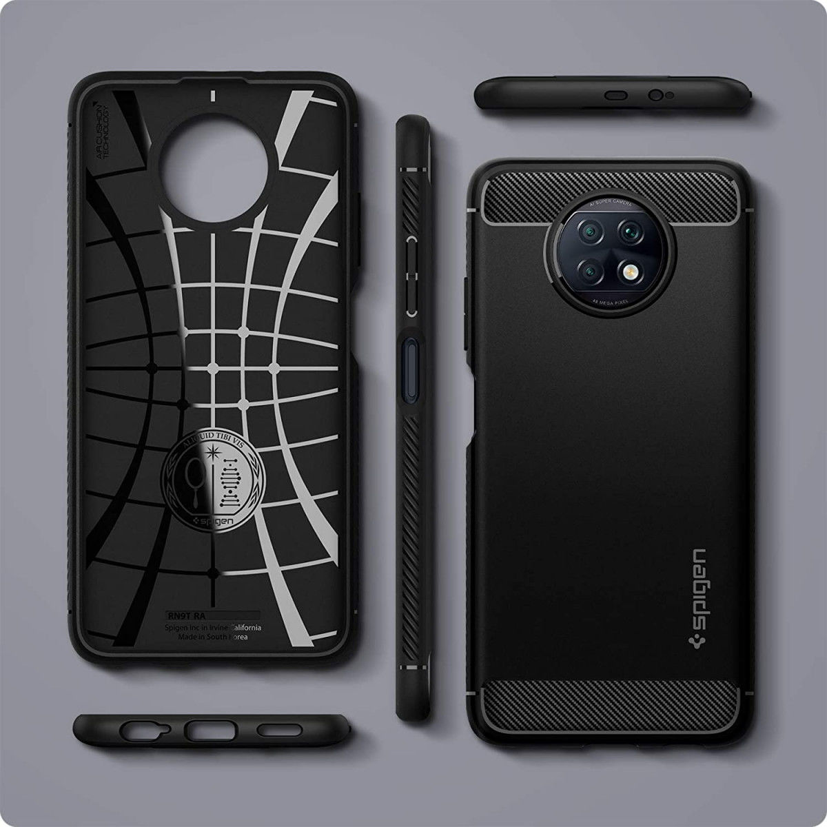 Spigen Rugged Armor Xiaomi Redmi Note 9T Hoesje Back Cover Zwart afbeelding 4