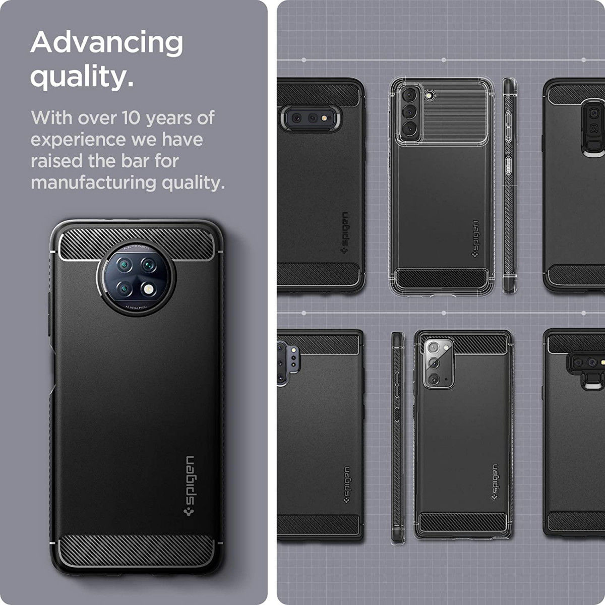 Spigen Rugged Armor Xiaomi Redmi Note 9T Hoesje Back Cover Zwart afbeelding 6