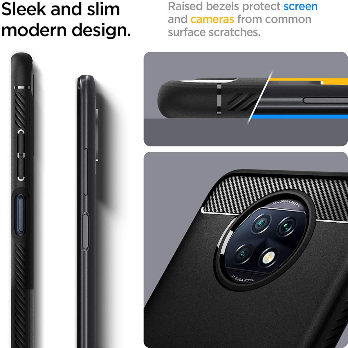 Spigen Rugged Armor Xiaomi Redmi Note 9T Hoesje Back Cover Zwart afbeelding 8