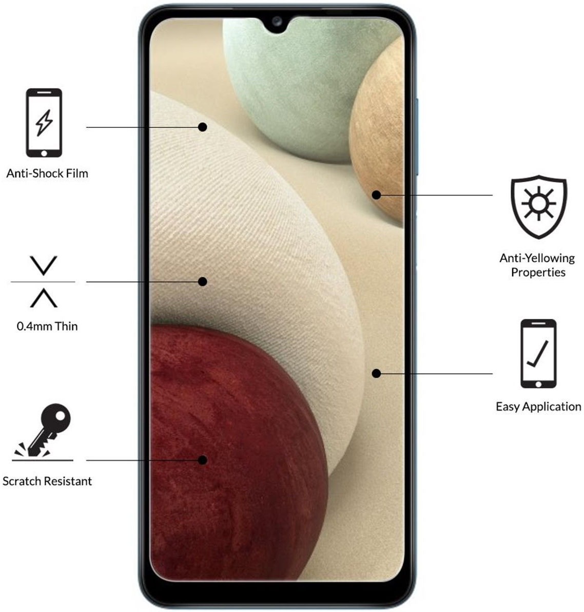 Eiger Samsung Galaxy A12 Display Folie Screen Protector afbeelding 4