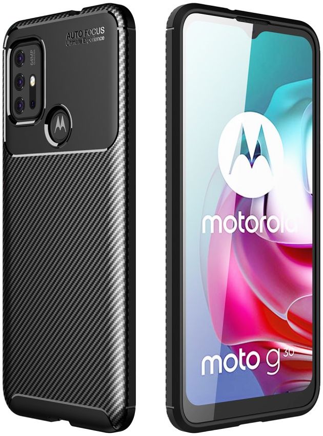 Motorola Moto G10/G20/G30 Hoesje Siliconen Carbon TPU Back Cover Zwart afbeelding 5
