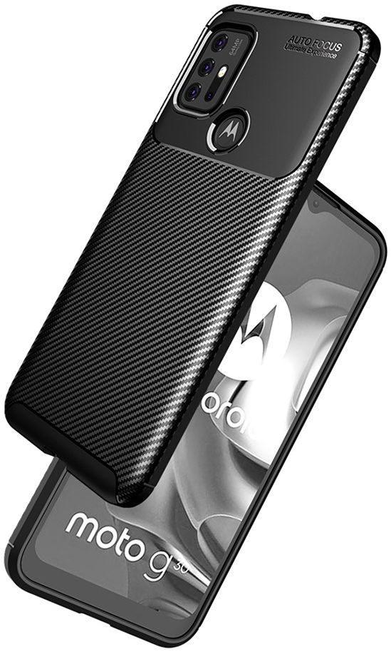 Motorola Moto G10/G20/G30 Hoesje Siliconen Carbon TPU Back Cover Zwart afbeelding 7