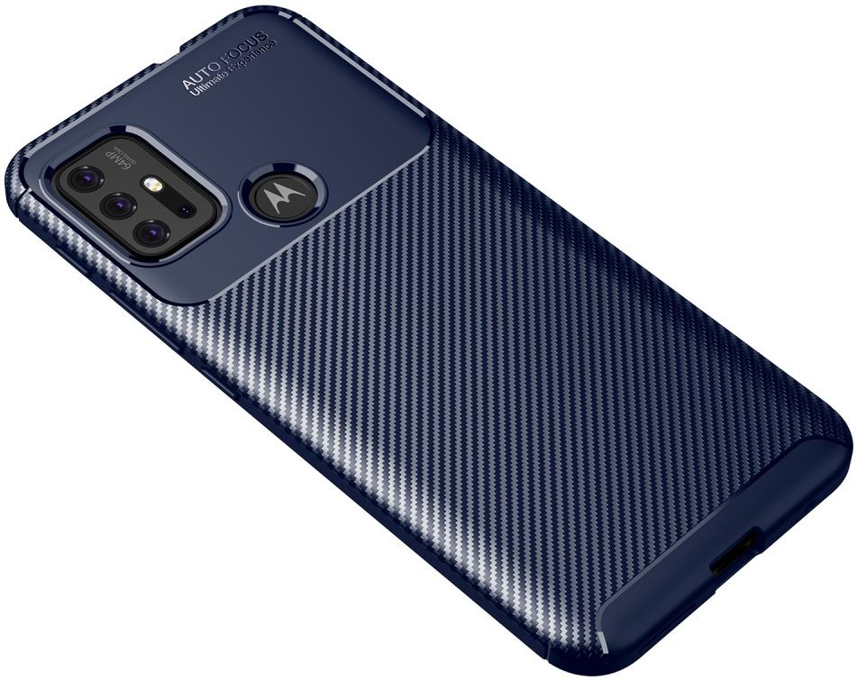 Motorola Moto G10/G20/G30 Hoesje Siliconen Carbon TPU Back Cover Blauw afbeelding 6