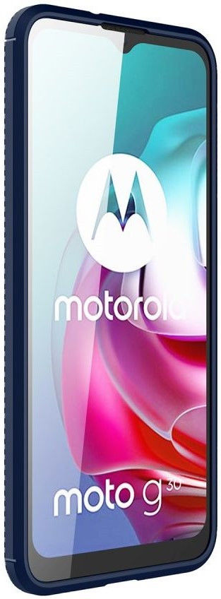 Motorola Moto G10/G20/G30 Hoesje Siliconen Carbon TPU Back Cover Blauw afbeelding 2