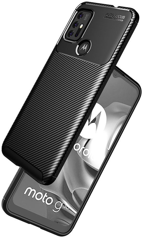 Motorola Moto G10/G20/G30 Hoesje Siliconen Carbon TPU Back Cover Blauw afbeelding 7