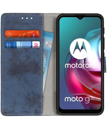 Motorola Moto G10/G20/G30 Hoesje Portemonnee Book Case Kunstleer Blauw Hoesjes