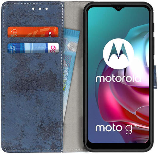 Motorola Moto G10/G20/G30 Hoesje Portemonnee Book Case Kunstleer Blauw afbeelding 1