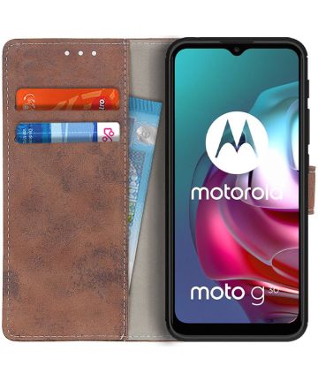 Motorola Moto G10/G20/G30 Hoesje Portemonnee Book Case Kunstleer Bruin Hoesjes