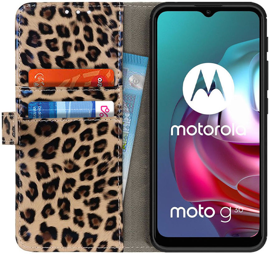 Motorola Moto G10/G20/G30 Hoesje Portemonnee Book Case Luipaard Print afbeelding 1