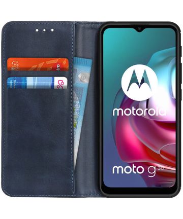 Motorola Moto G10/G20/G30 Hoesje Portemonnee Book Case Splitleer Blauw Hoesjes