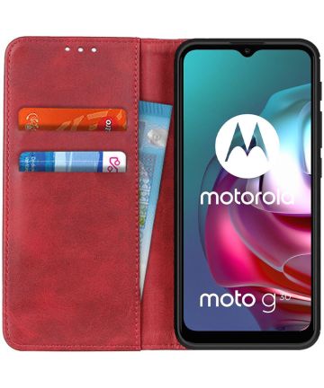 Motorola Moto G10/G20/G30 Hoesje Portemonnee Book Case Splitleer Rood Hoesjes