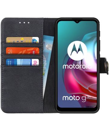 KHAZNEH Motorola G10 / G20 / G30 Hoesje Portemonnee Book Case Zwart Hoesjes