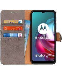 Motorola Moto G10/G20/G30 Hoesje Portemonnee Drukknoop Sluiting Coffee