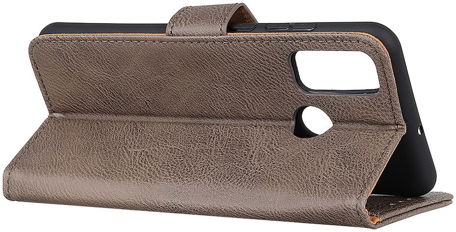 Motorola Moto G10/G20/G30 Hoesje Portemonnee Drukknoop Sluiting Coffee afbeelding 6