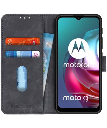 Motorola Moto G10/G20/G30 Hoesje Portemonnee Kunstleer Book Case Zwart Hoesjes