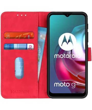 KHAZNEH Motorola Moto G10/G20/G30 Hoesje Retro Wallet Book Case Rood Hoesjes