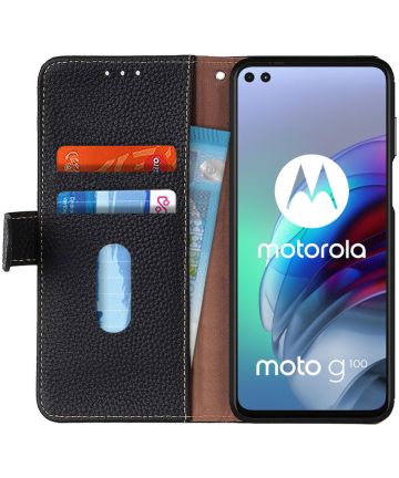 KHAZNEH Motorola Moto G100 Hoesje Wallet Book Case Zwart Hoesjes