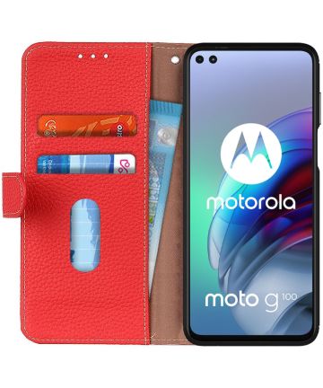 KHAZNEH Motorola Moto G100 Hoesje Wallet Book Case Rood Hoesjes