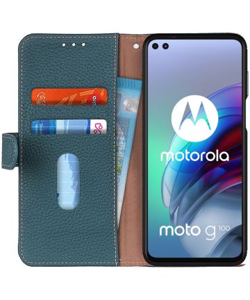 KHAZNEH Motorola Moto G100 Hoesje Wallet Book Case Groen Hoesjes