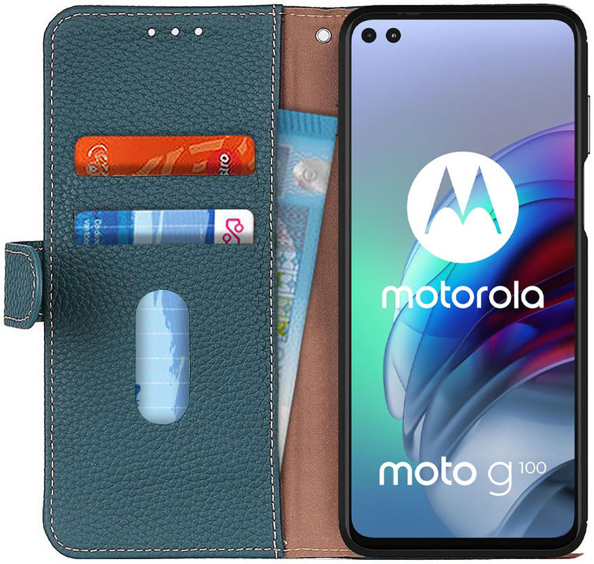 KHAZNEH Motorola Moto G100 Hoesje Wallet Book Case Groen afbeelding 1