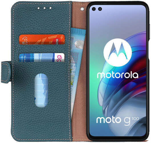 KHAZNEH Motorola Moto G100 Hoesje Wallet Book Case Groen afbeelding 1