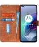 Motorola Moto G100 Hoesje Retro Book Case Kunstleer Bruin