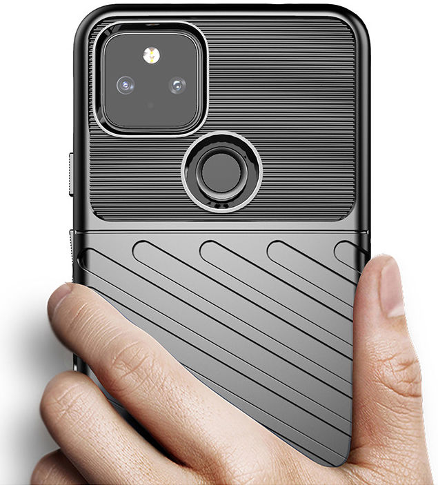 Google Pixel 5a Hoesje Twill Thunder Texture TPU Back Cover Zwart afbeelding 3