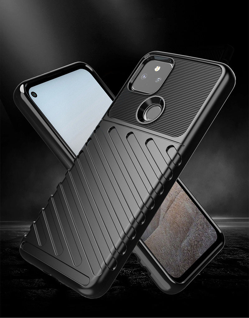 Google Pixel 5a Hoesje Twill Thunder Texture TPU Back Cover Zwart afbeelding 4