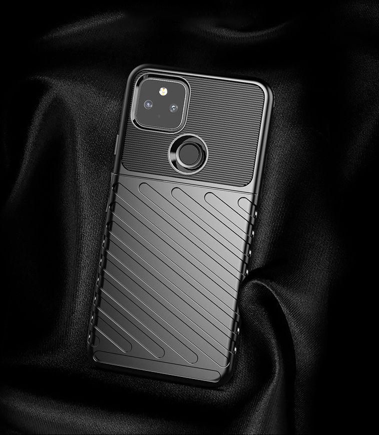 Google Pixel 5a Hoesje Twill Thunder Texture TPU Back Cover Zwart afbeelding 5