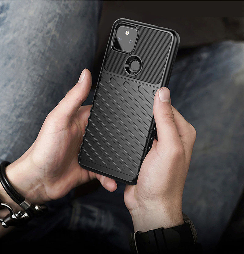 Google Pixel 5a Hoesje Twill Thunder Texture TPU Back Cover Zwart afbeelding 8