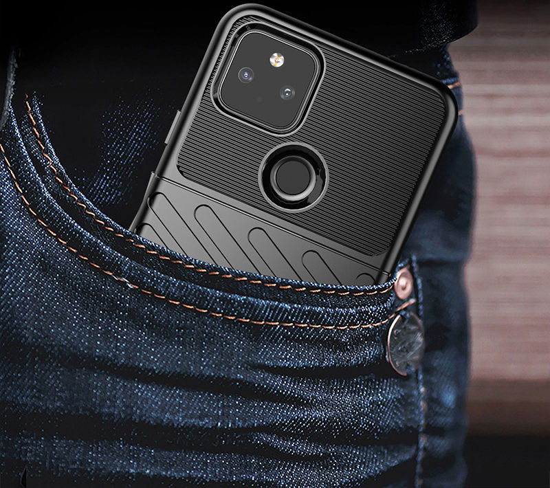 Google Pixel 5a Hoesje Twill Thunder Texture TPU Back Cover Zwart afbeelding 9