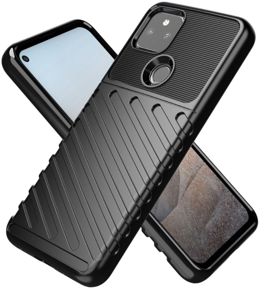 Google Pixel 5a Hoesje Twill Thunder Texture TPU Back Cover Zwart afbeelding 2