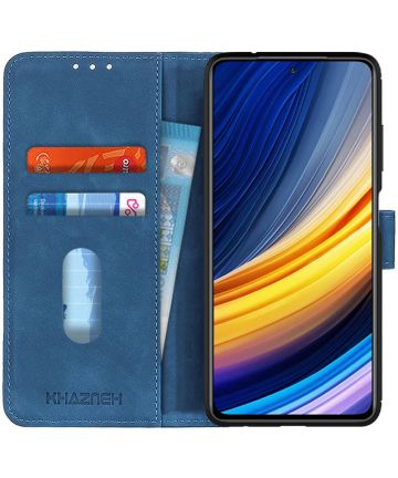 KHAZNEH Oppo Find X3 Pro Hoesje Retro Wallet Book Case Blauw Hoesjes